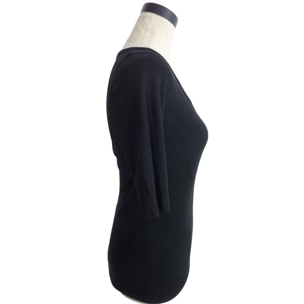 NWT Everlane Pima Micro Rib Scoop Neck Tee Black M Shirt Top Shirt - Picture 2 of 7